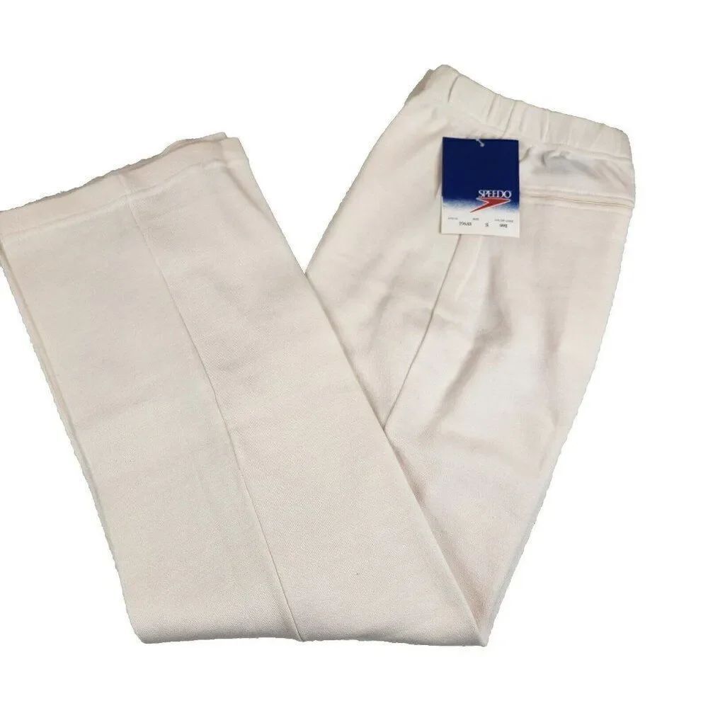 Vintage 80s Speedo Joggers Sweat Pants Ivory Mens M NEW Deadstock Straight Leg